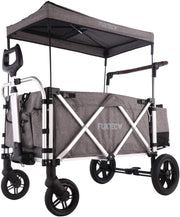 Premium Grey 2-Seater Folding Stroller Wagon Kids Push Pull All-Terrain Cart