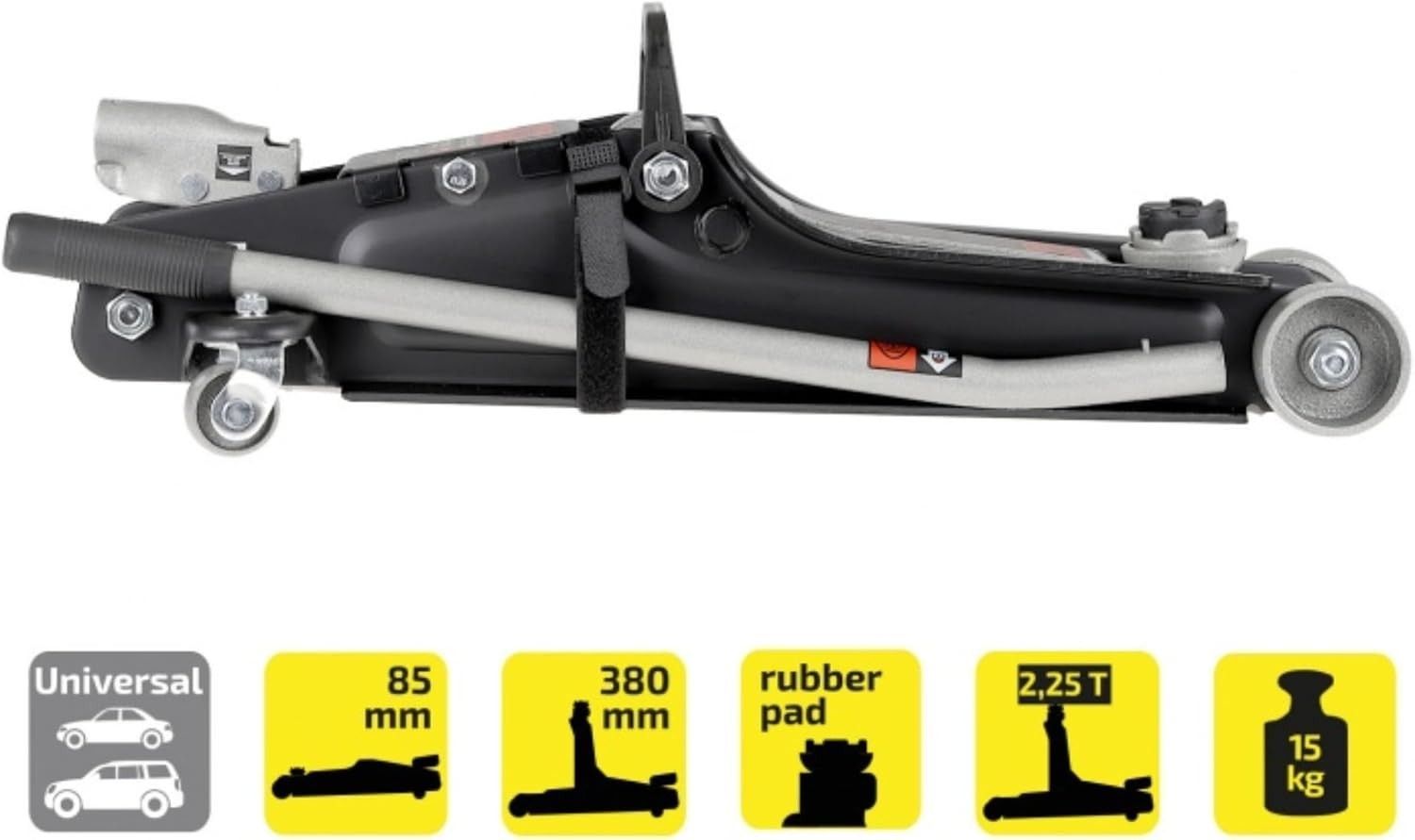 2.25 Ton Low Profile Trolley Jack Hydraulic 85–380mm w/ V-Groove Pad Heavy Duty