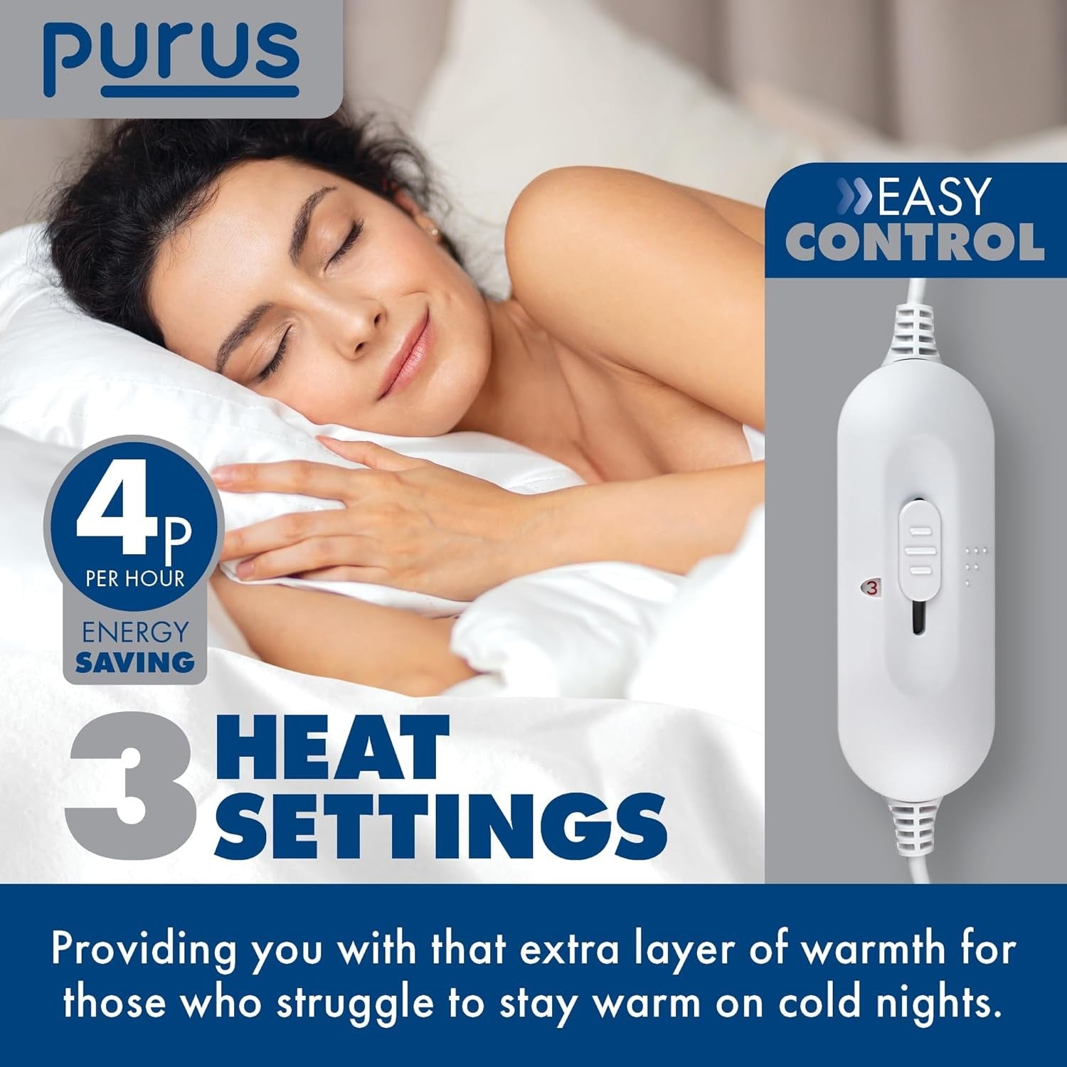 Double Electric Underblanket White 135x120cm Heated Mattress Cover