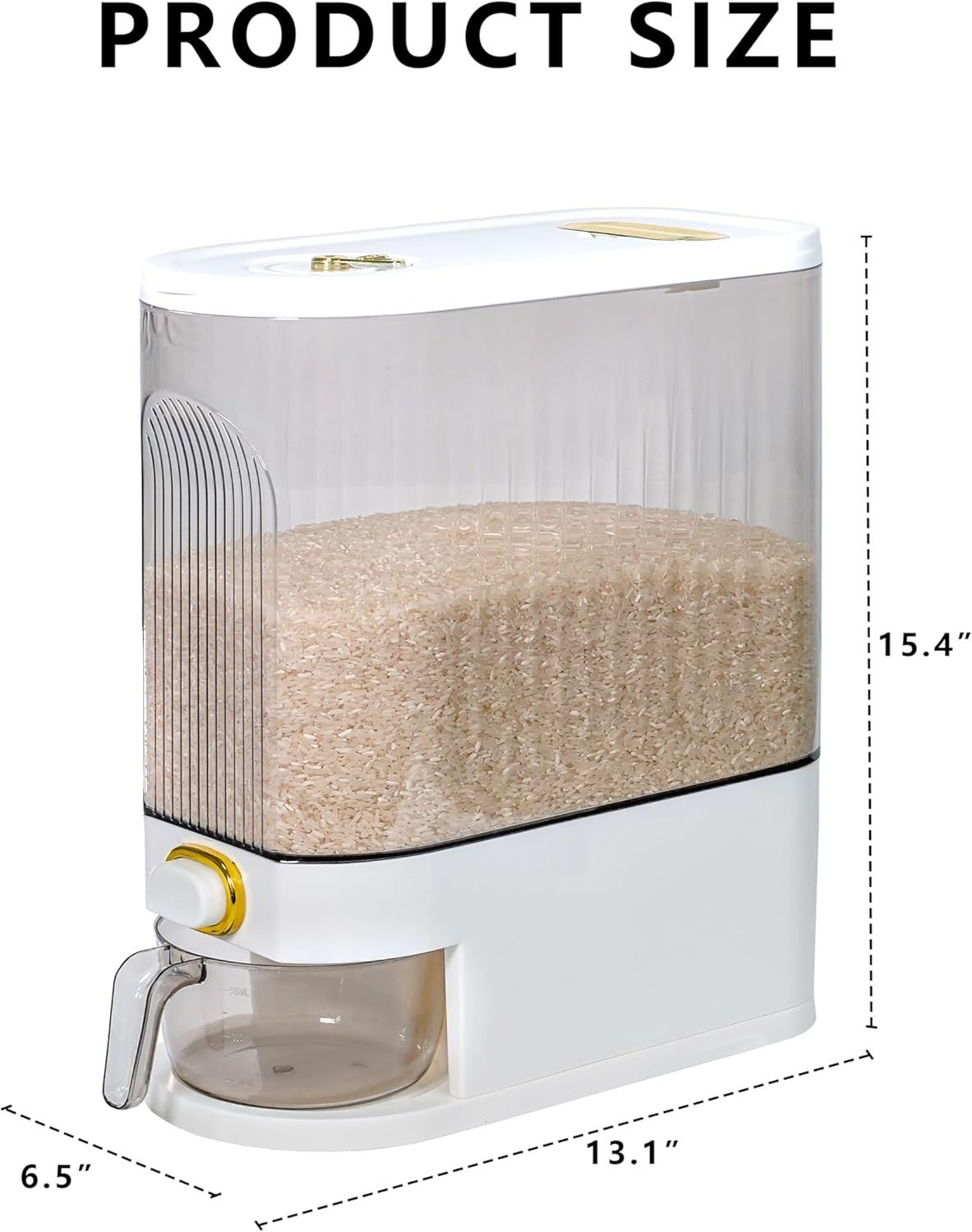 10KG Rice Storage Container Clear Grain Dispenser with Date Dial Cup