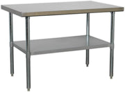 Stainless Steel Workbench 1.2m Adjustable Shelf 145kg Capacity Heavy Duty