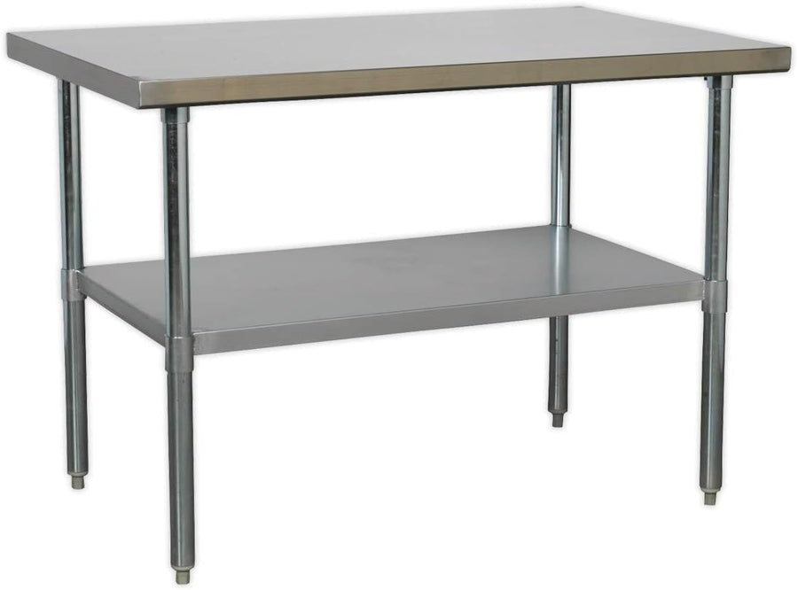 Stainless Steel Workbench 1.2m Adjustable Shelf 145kg Capacity Heavy Duty