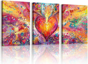 Set of 3 Abstract Heart Canvas Wall Art 40x60cm