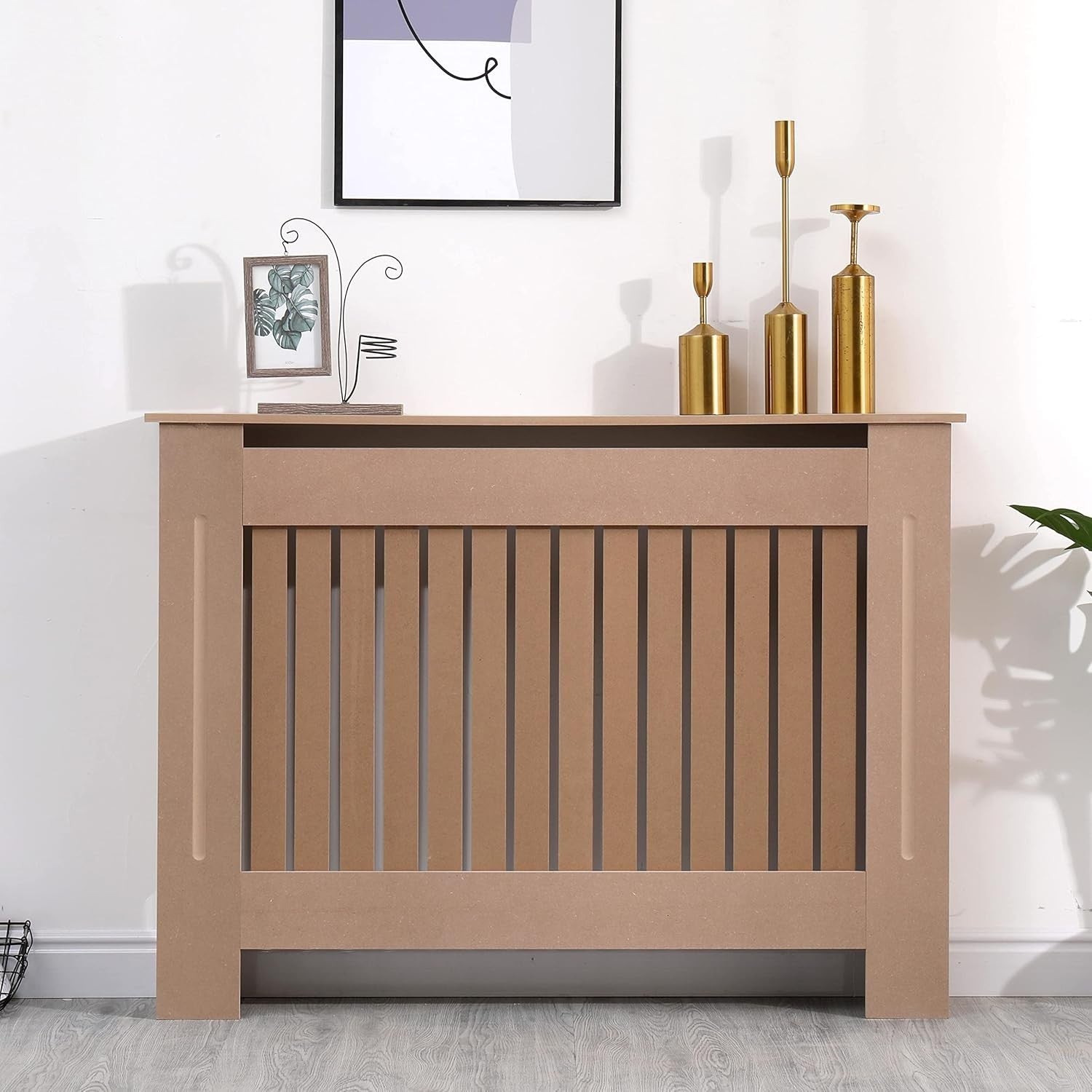 Medium Unfinished Radiator Cover | MDF Vertical Slat Cabinet – Minimalist Design