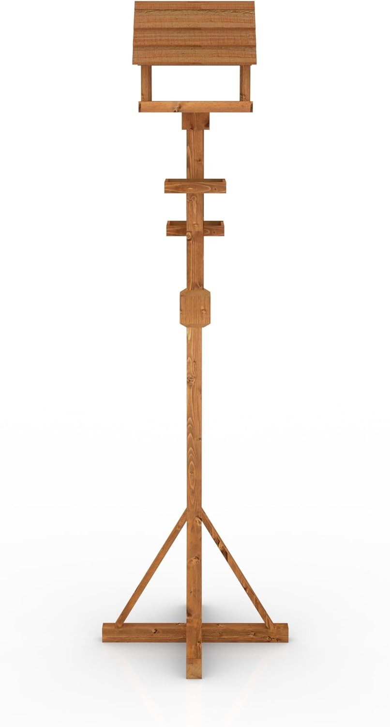 Luxury Wooden Bird Feeding Table | Outdoor Pine Bird Bath & Feeder Stand