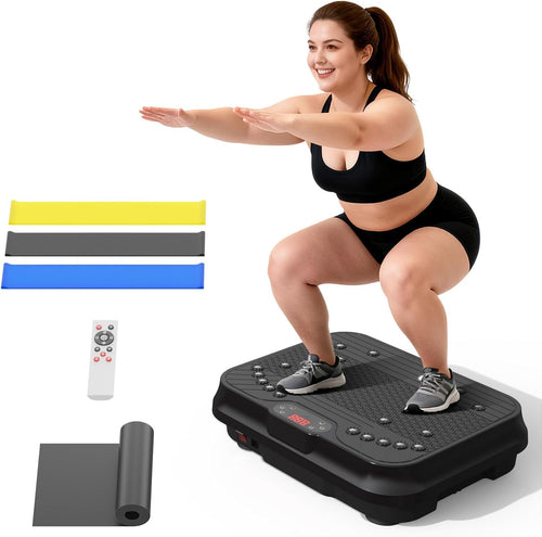Black Vibration Plate Exercise Machine Lymphatic Drainage 250 Speeds 400lb