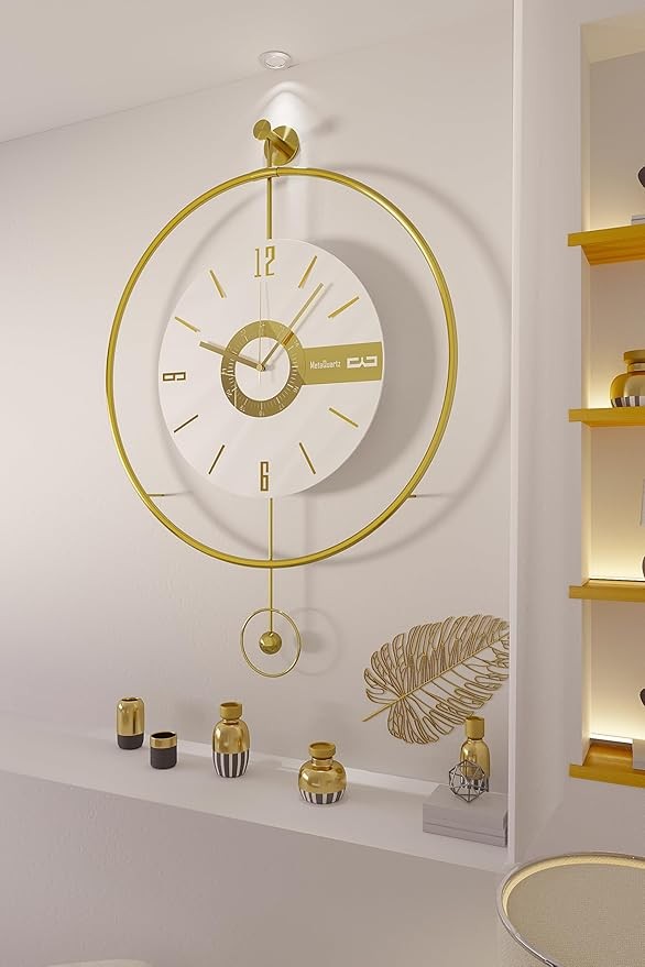 50cm Gold Silent Wall Clock Modern LED Halo Light Luxury Art Deco Design