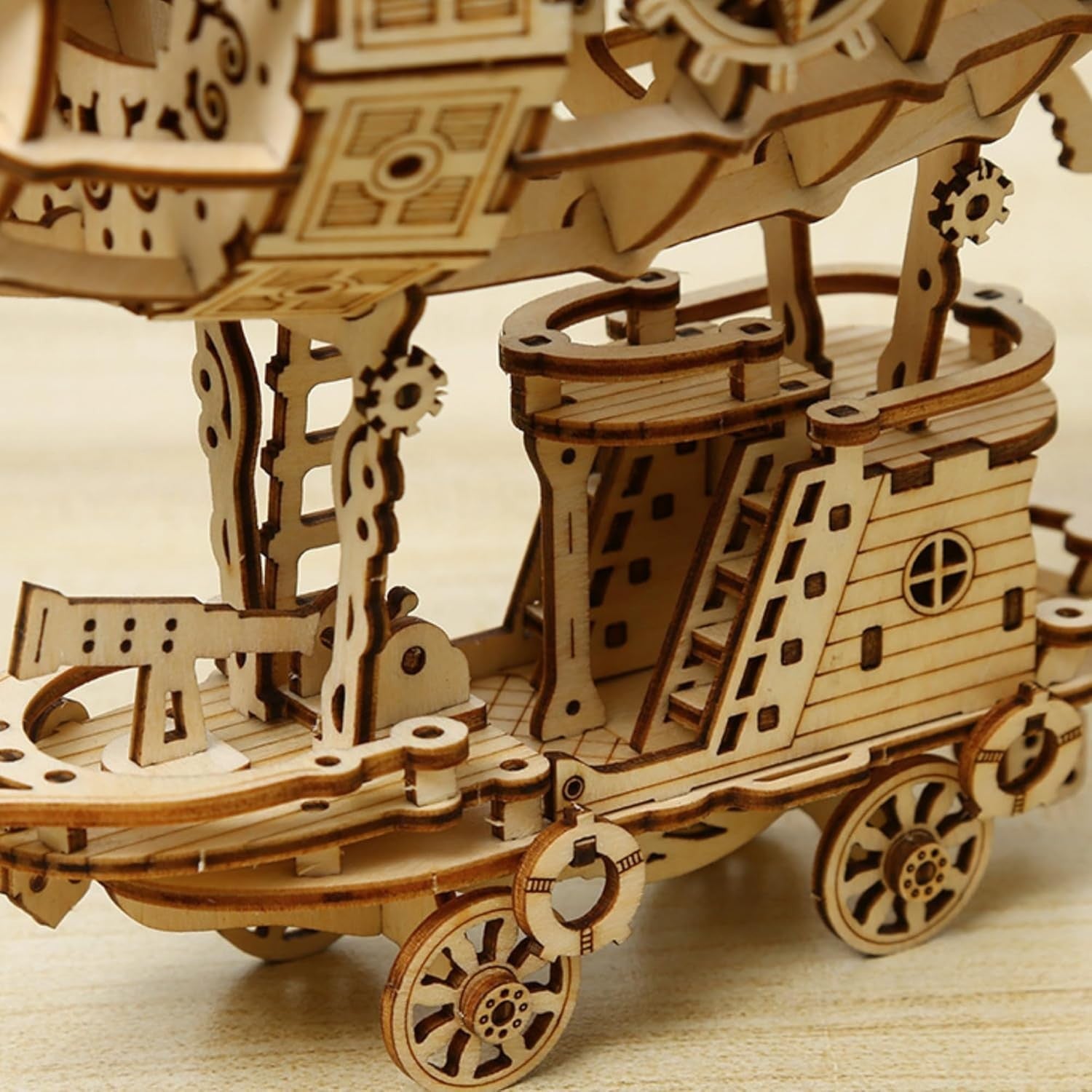 Wooden Airship 3D Puzzle Kit – Steampunk DIY Model for Adults & Home Decor