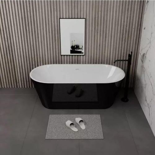 1600mm Black Freestanding Double Ended Bath Acrylic Oval Tub with Waste