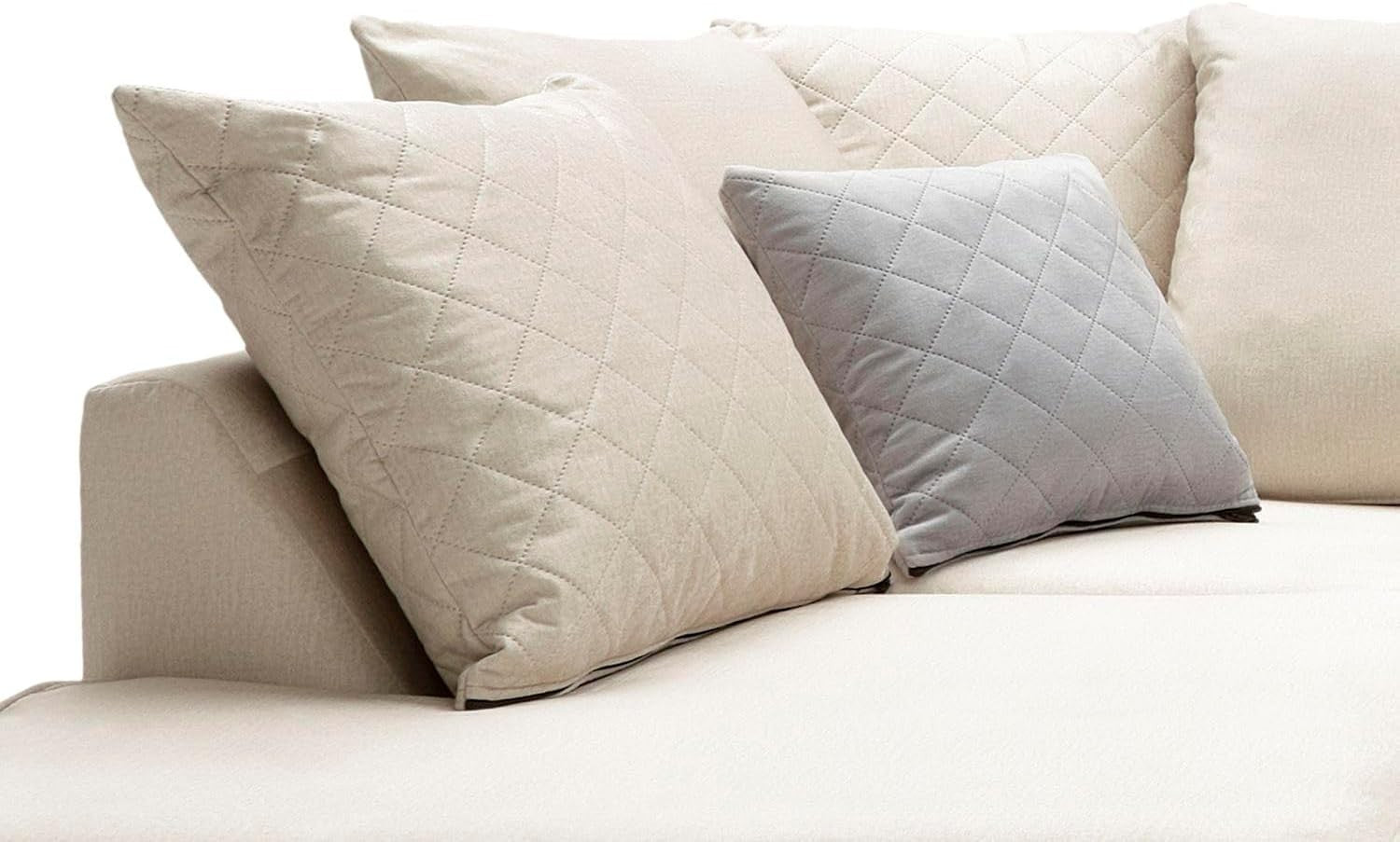 Cream Velvet L Shape Corner Sofa – Water Repellent, Plush Comfort 4 Seater