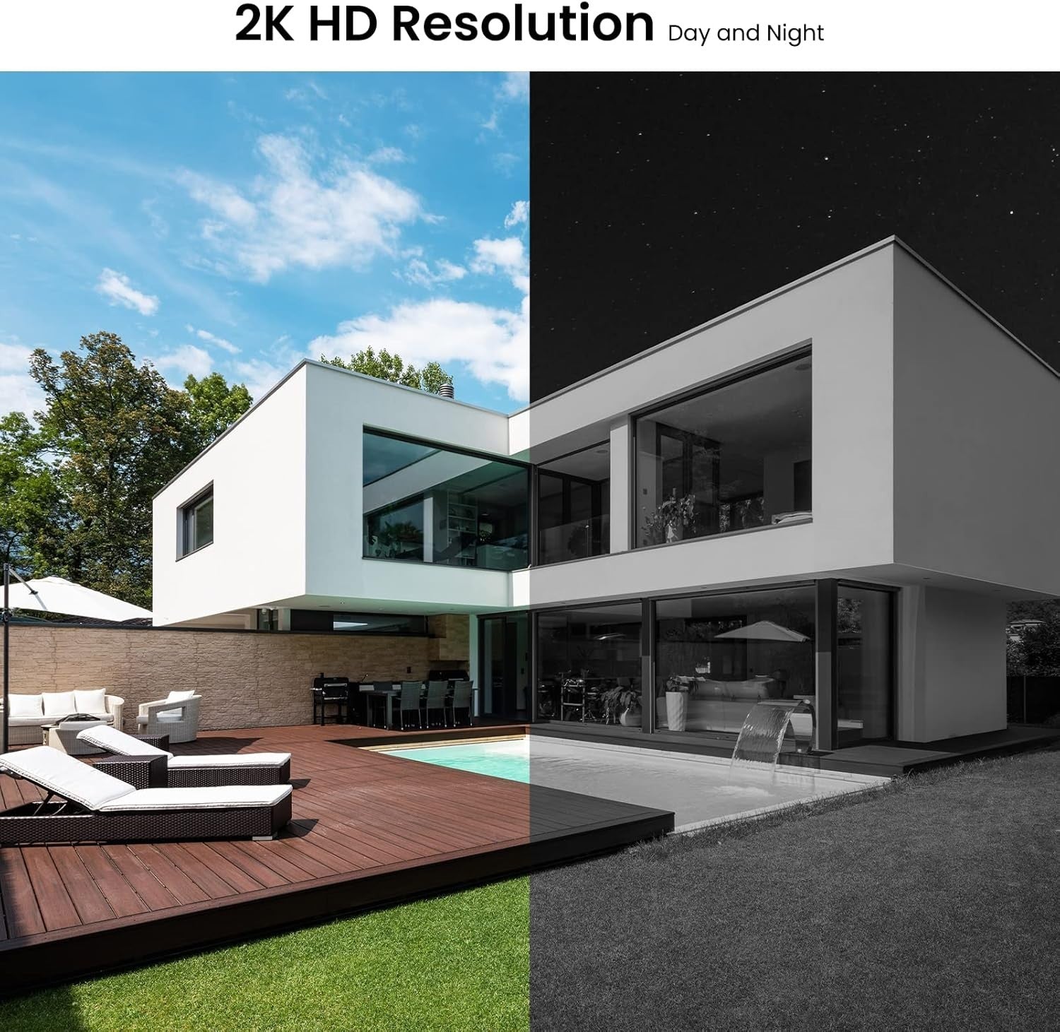 2K Wireless Security Camera Outdoor Battery CCTV Color Night Vision