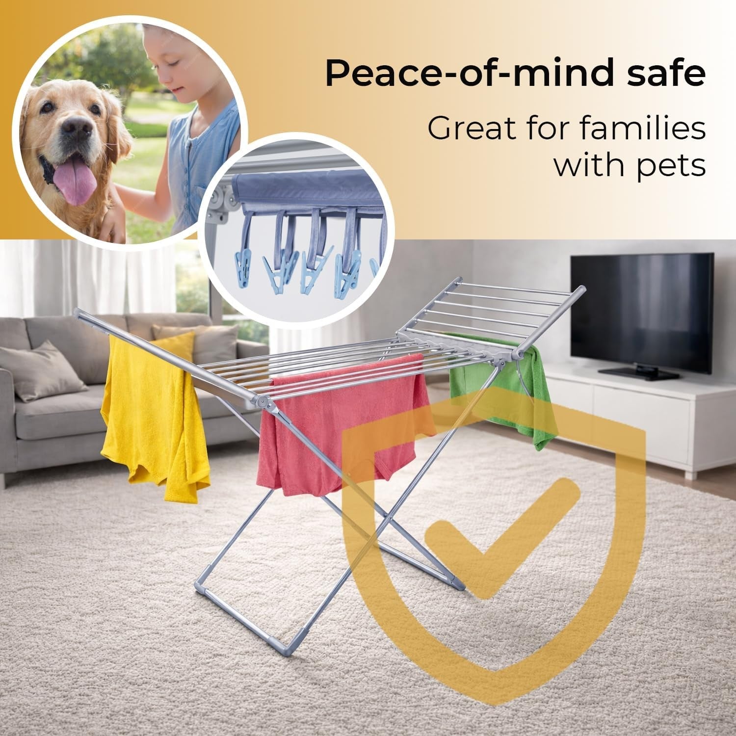 230W Heated Clothes Airer With Cover Touch Screen Timer 20 Bars Folding
