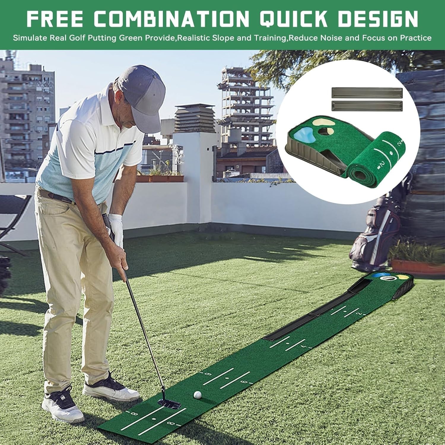 Golf Putting Mat Indoor Training Green Ball Return Non-Slip Practice Mat