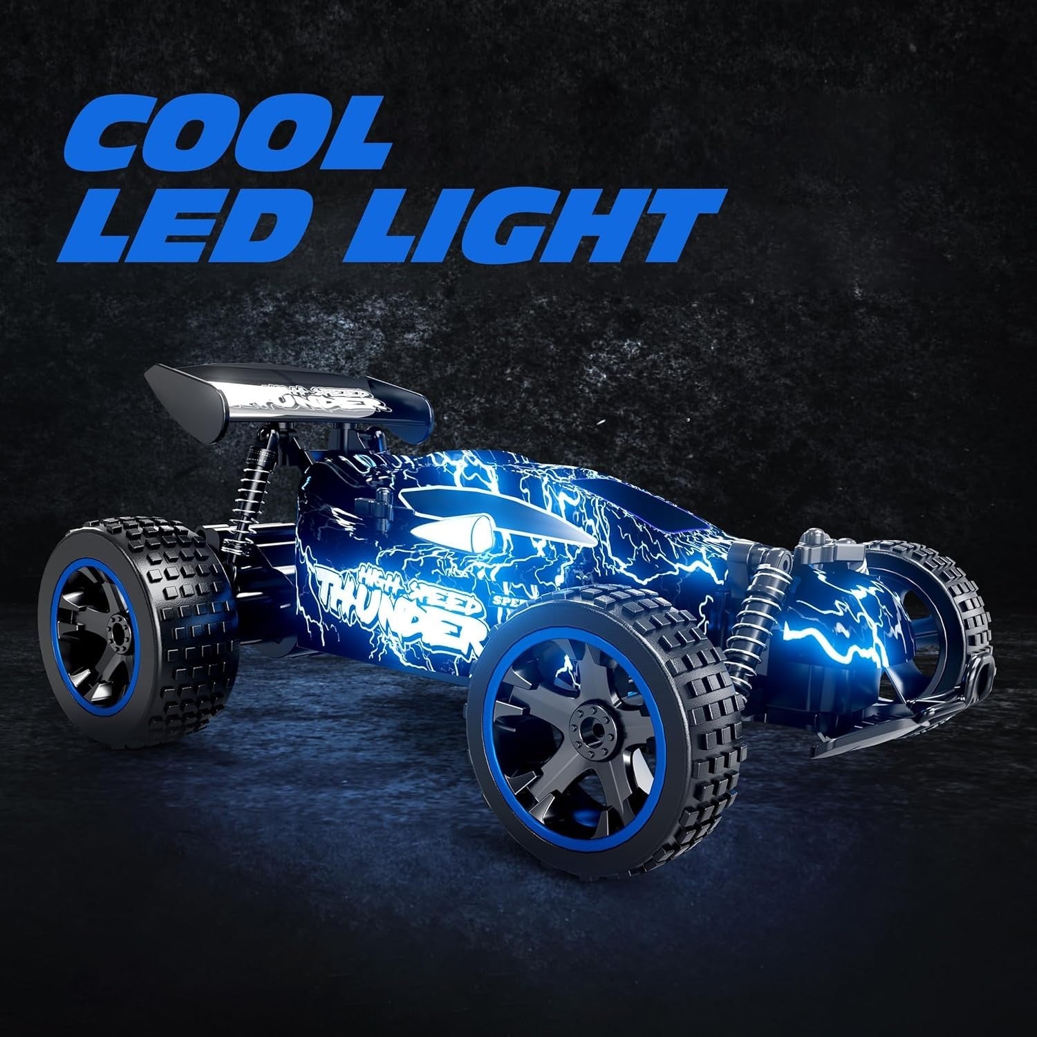 High Speed RC Car for Kids 1:18 Scale, 20KM/H, LED, 2 Rechargeable Batteries