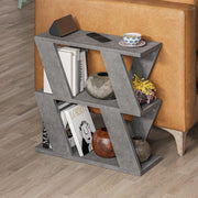 Slim 2 Tier Narrow Side Table with Storage | Grey Modern End Table 60cm