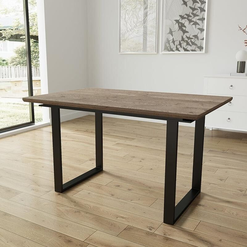 180cm Extending Dining Table Set with 4 Boucle Chairs Modern Wood Look