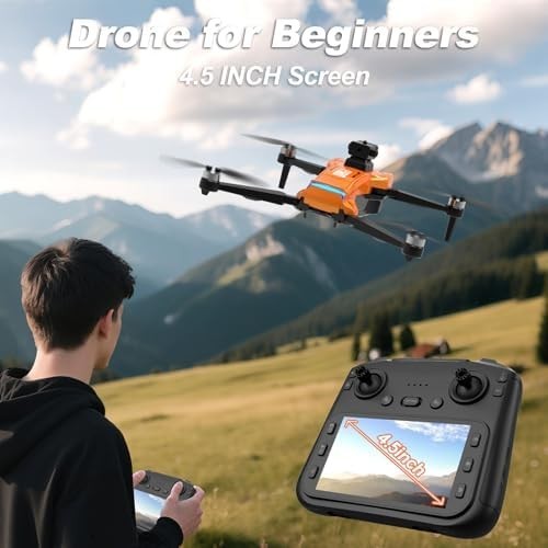 4K GPS Drone with 4.5" LCD Screen, Foldable Obstacle Avoidance Quadcopter
