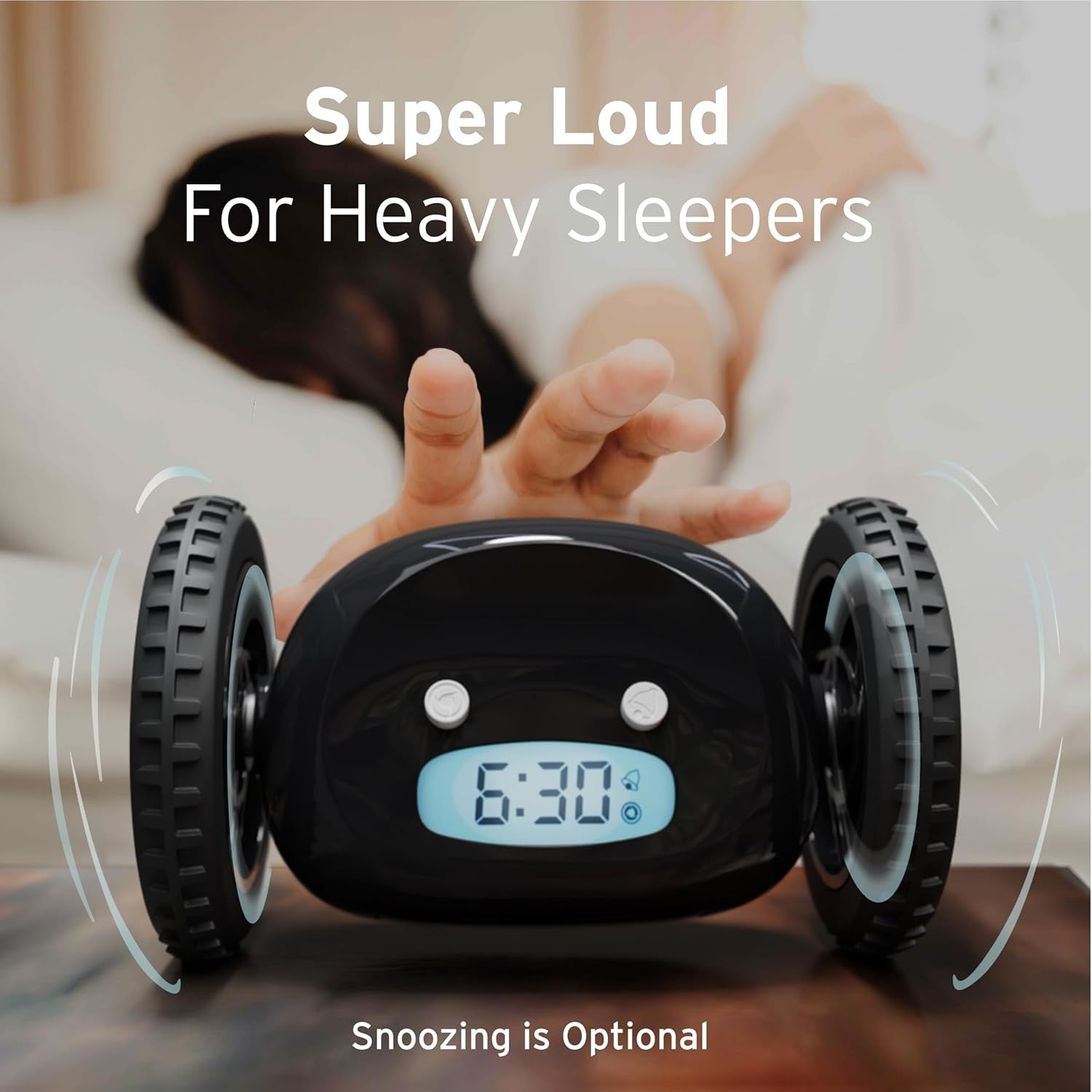 Runaway Alarm Clock on Wheels Extra Loud Heavy Sleeper Moving Clock