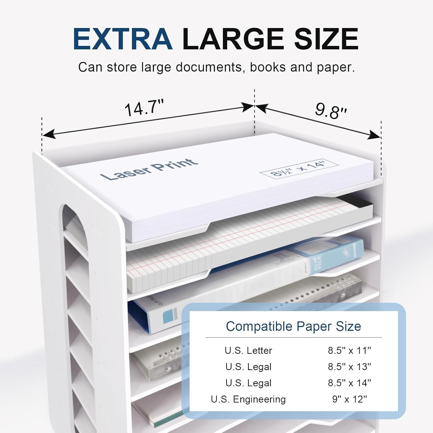 Large 8-Tier Desk Paper Organizer – Legal Size File Sorter & Mail Tray
