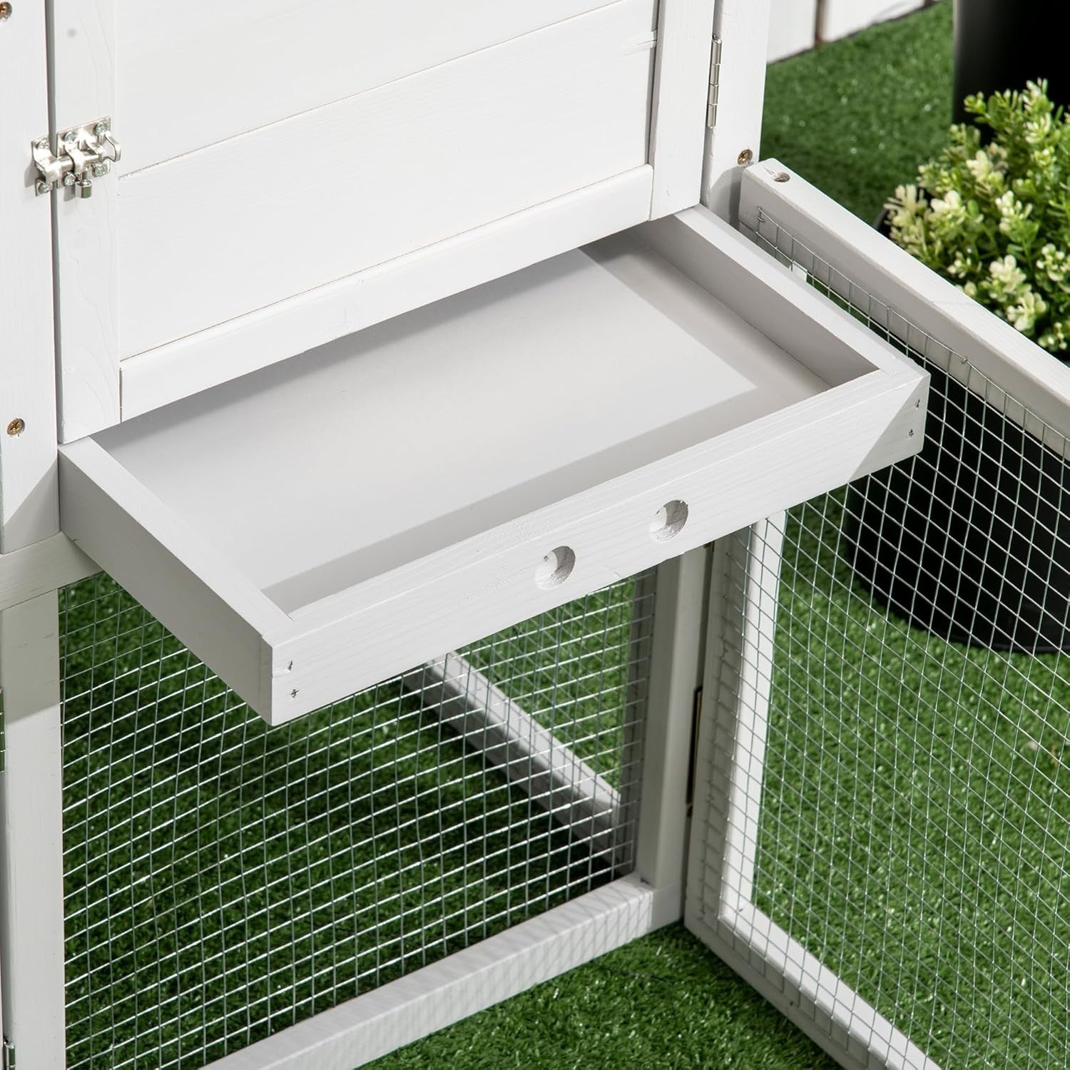 Large Outdoor Rabbit Hutch with Run Wooden Cage Easy Clean Weatherproof