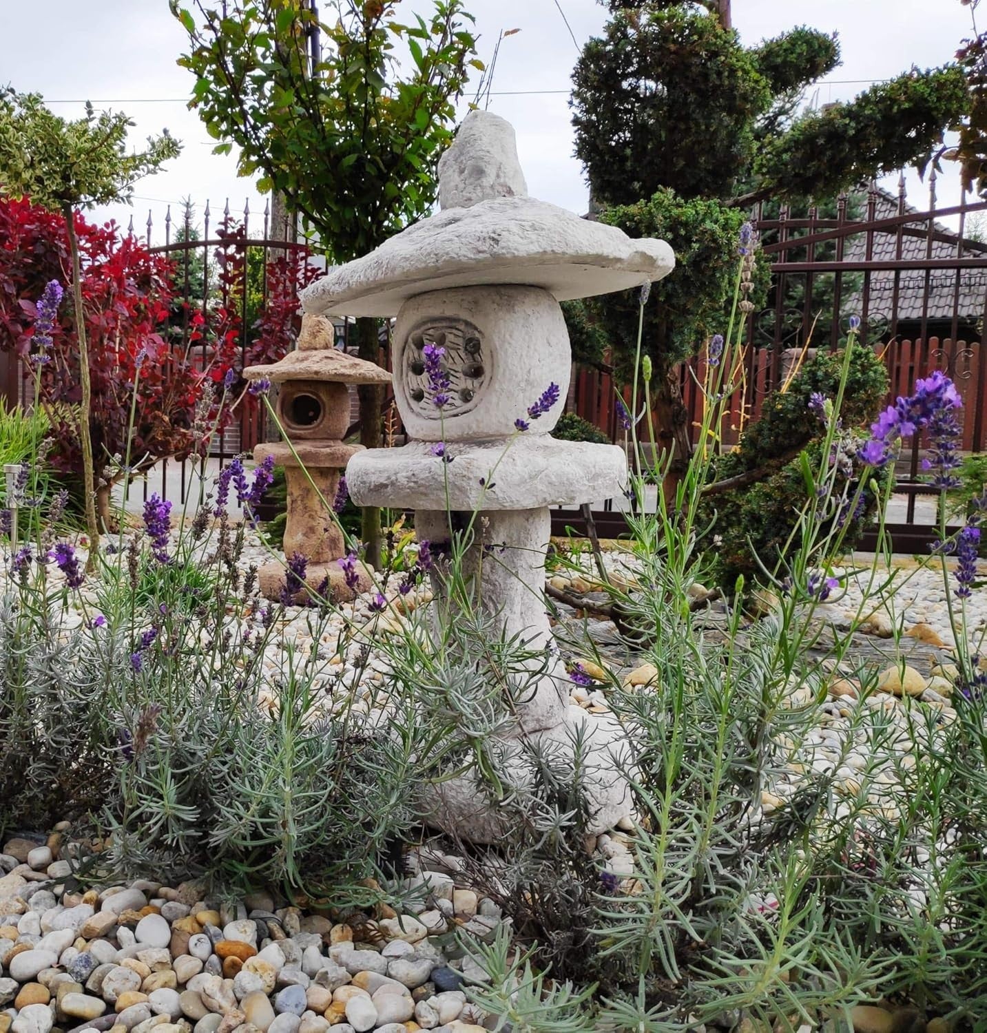 Japanese Stone Pagoda Garden Lantern White Outdoor Ornament