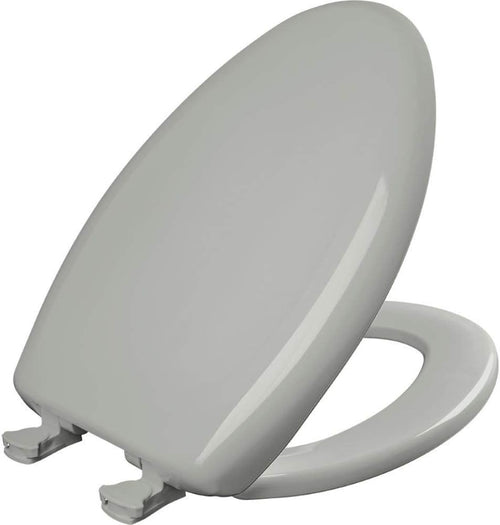 Elongated Toilet Seat Ice Gray Soft Close Easy Clean Durable Plastic