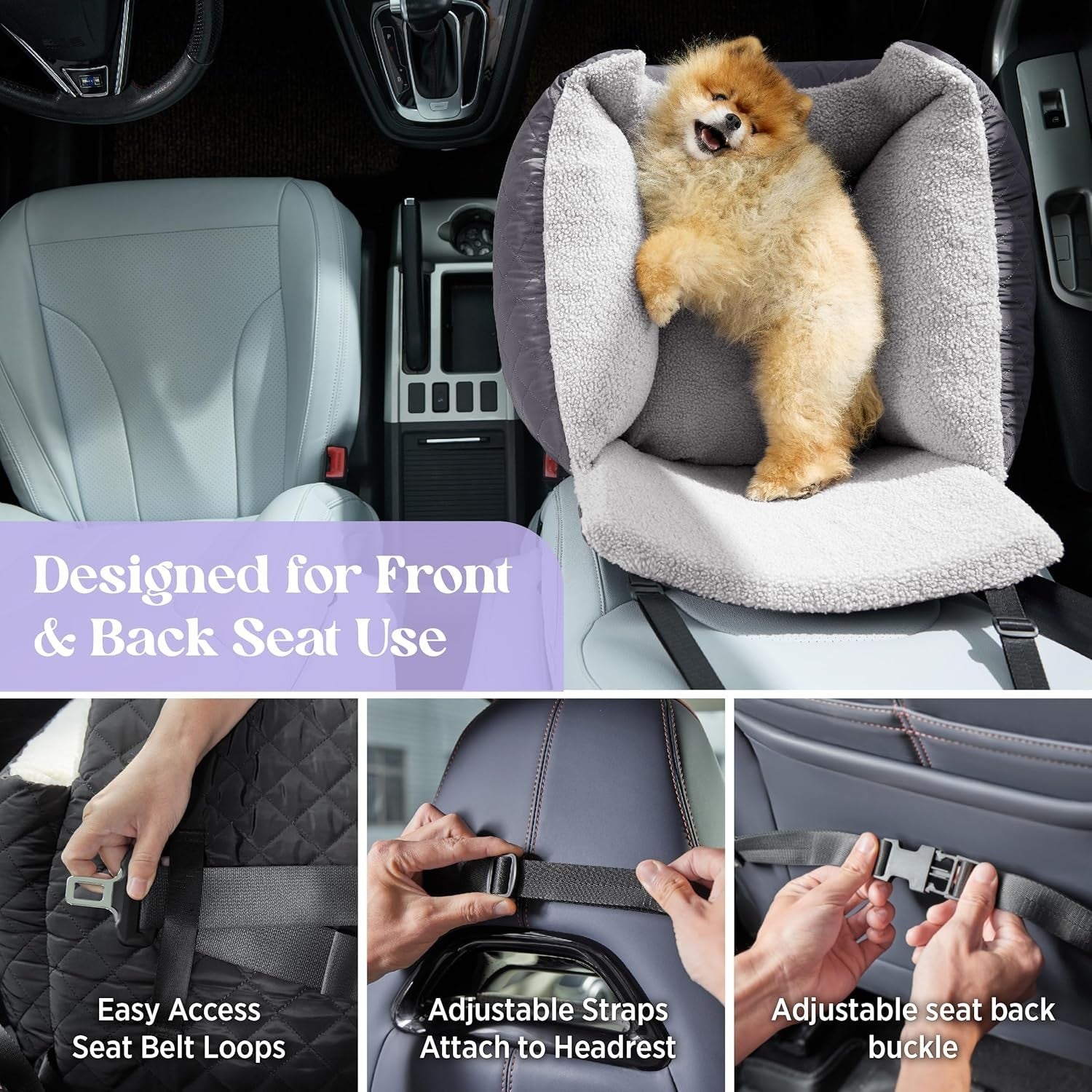 Waterproof Dog Car Seat Booster Bed Travel Carrier Leash Medium Dogs