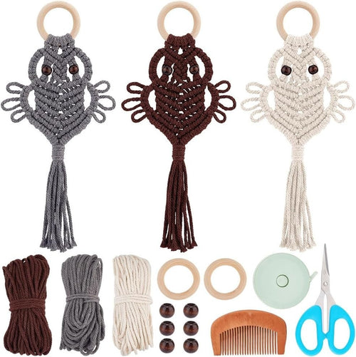 3 Set DIY Owl Macrame Kit Boho Dreamcatcher Wall Decor