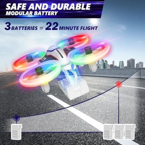 Mini Drone 720P HD Camera Multi Color LED 3 Battery 3D Flip Headless Mode Toy