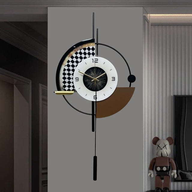 Modern Geometric Wall Clock 31" Silent Quartz Pendulum Design Large Home Decor