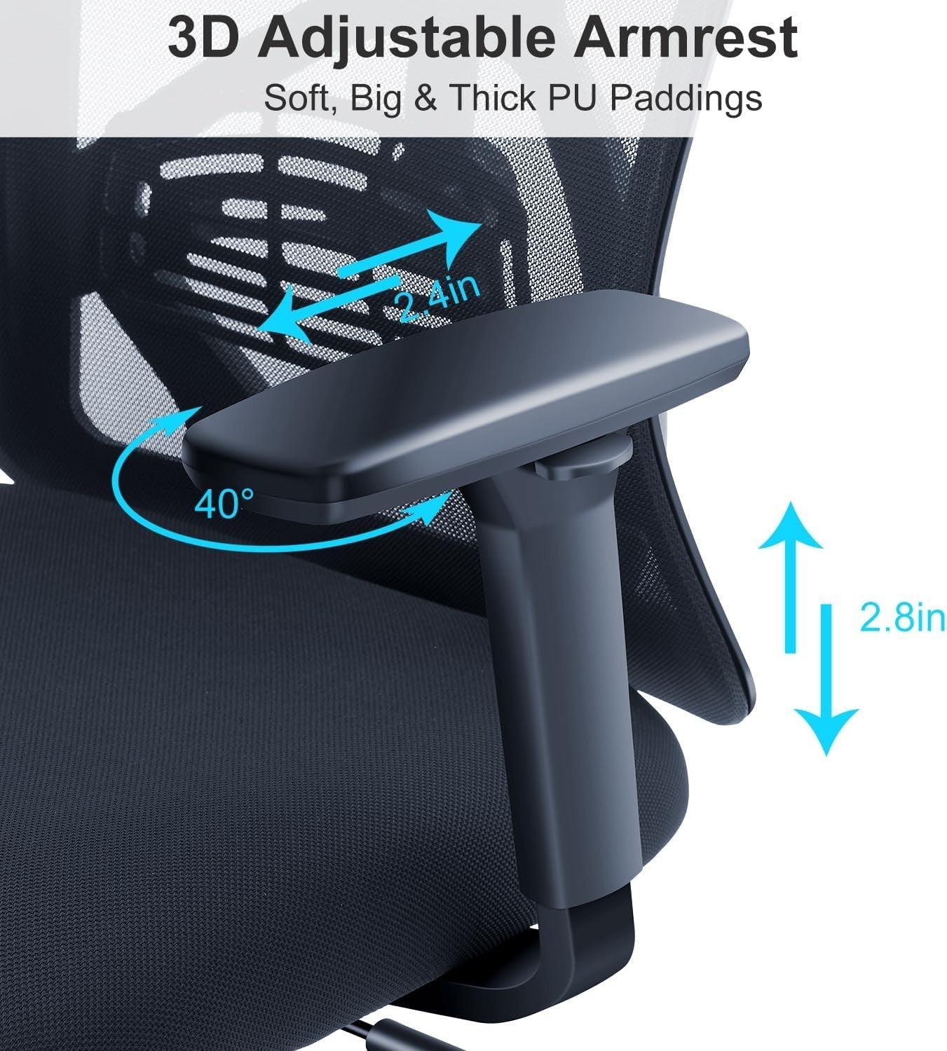 Ergonomic Office Chair Adjustable Lumbar Headrest Backrest Rocking Heavy Duty De