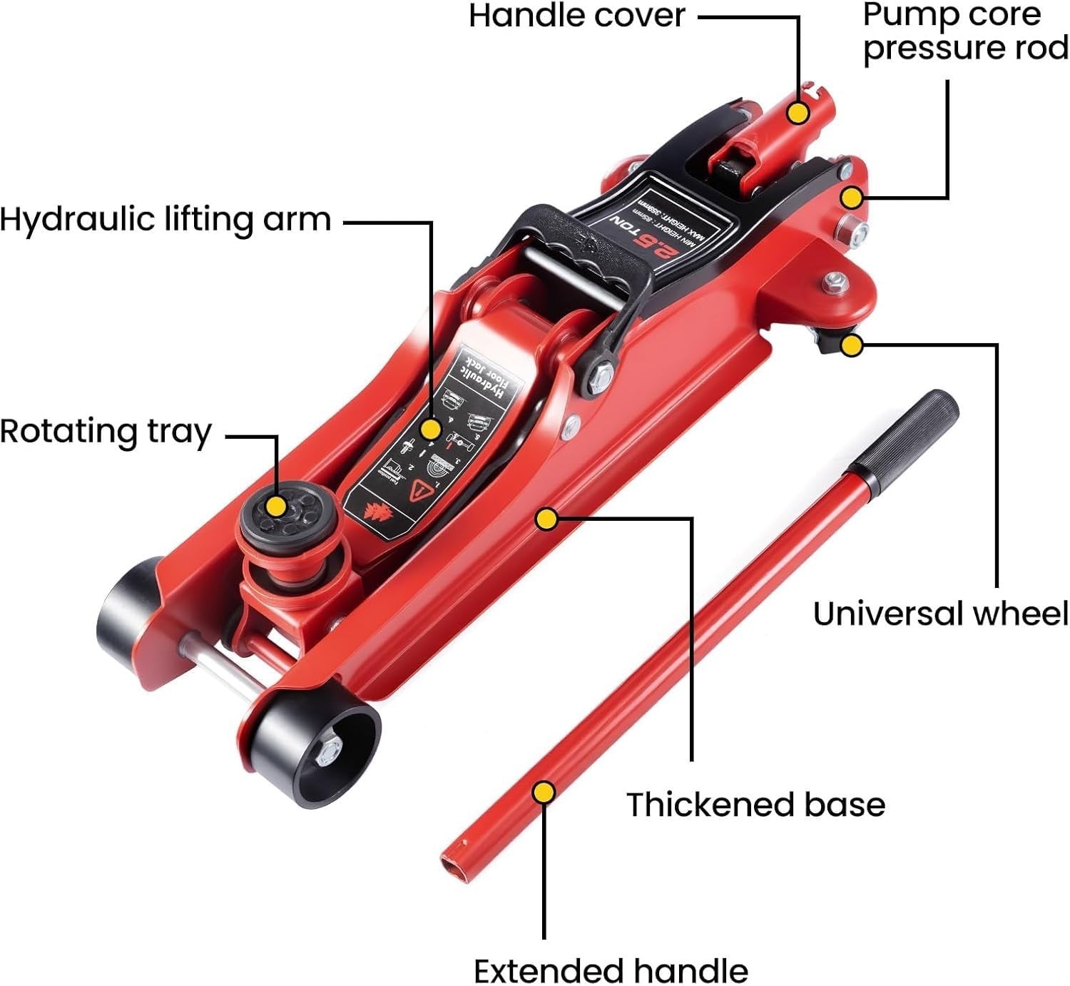2.5 Ton Low Profile Hydraulic Trolley Jack Car SUV Lift 85–385mm Heavy Duty Red