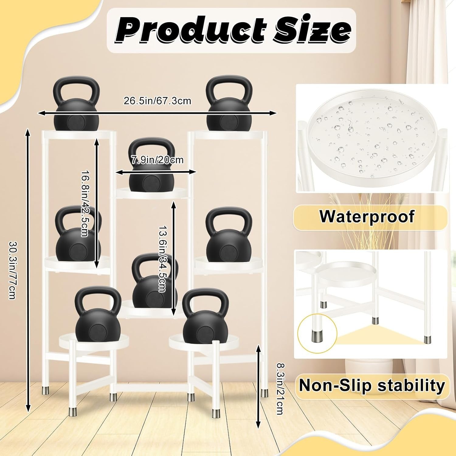 8 Tier Black Metal Plant Stand | Tall Indoor Outdoor Flower Pot Display Rack