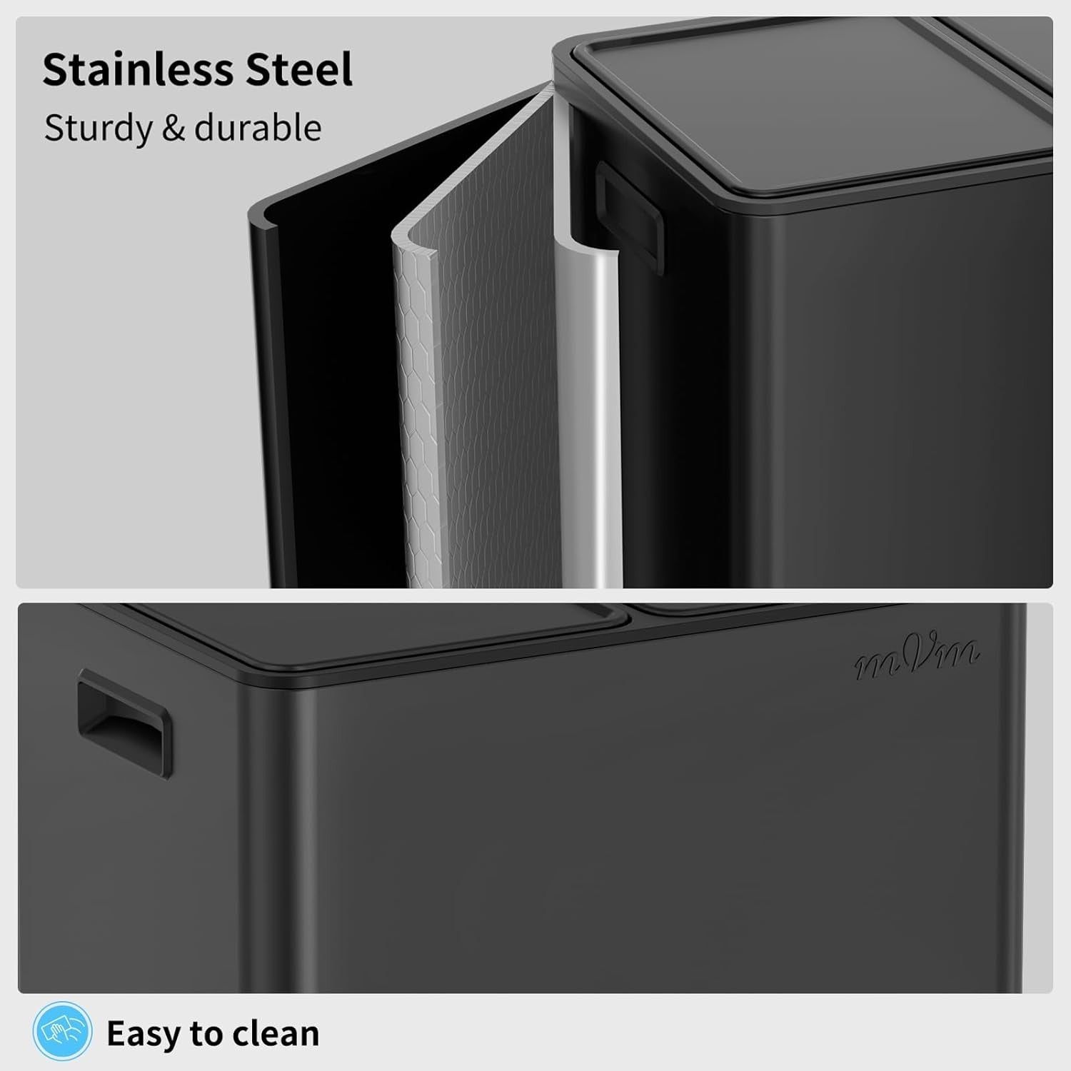 40L Dual Kitchen Recycling Bin 2x20L Stainless Steel