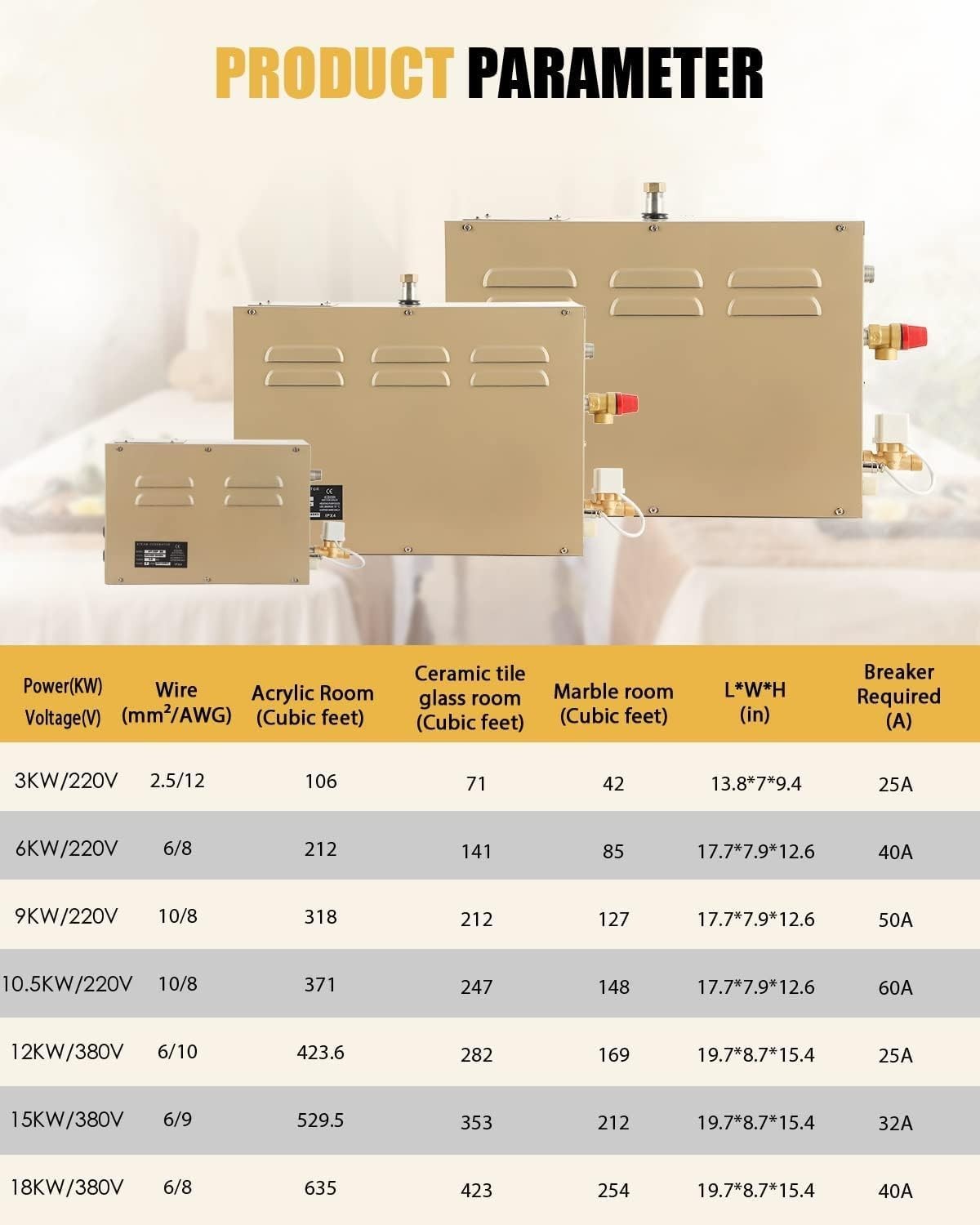 4.5KW Steam Sauna Generator 220V Home Spa Kit w/ LED Control & Auto Drain