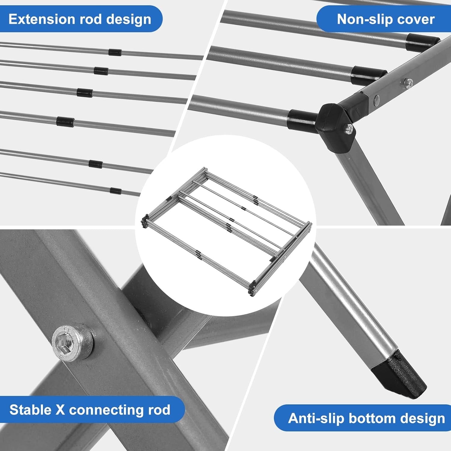 3 Tier Extendable Clothes Airer Folding Indoor Laundry Drying Rack Slimline