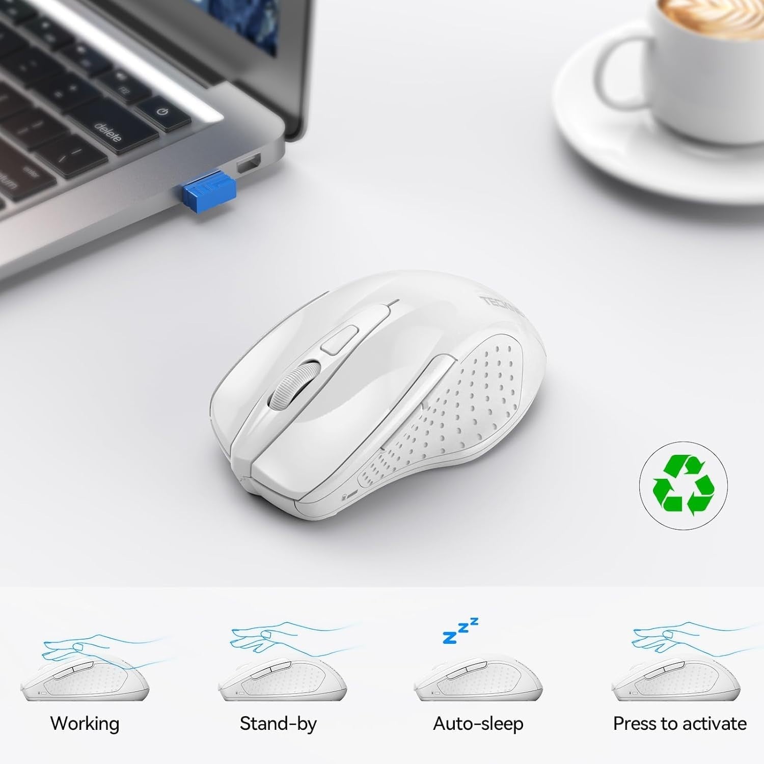 Silent Wireless Bluetooth Mouse 4800DPI Ergonomic Rechargeable Laptop PC