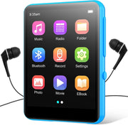 64GB MP3 Player Bluetooth 5.3 2.4" Touch Screen FM Speaker