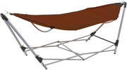Brown Hammock with Foldable Steel Stand | 241x76x70cm Outdoor Patio Bed