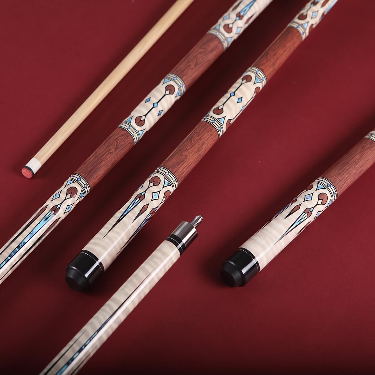 2 Piece Maple Pool Cue 58in 13mm Leather Tip 19–20oz Gift Set