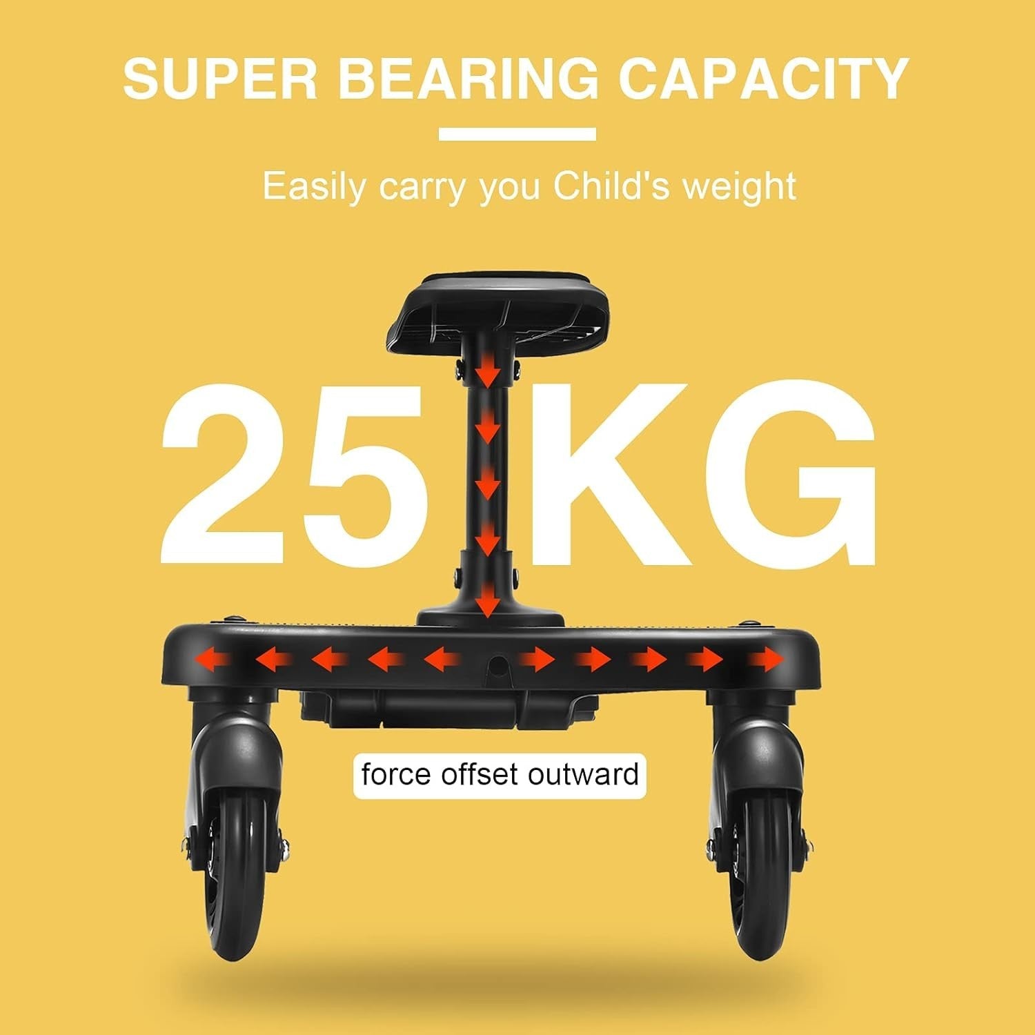 Universal Buggy Board with Seat for Stroller Pram 25kg Toddler Ride-On