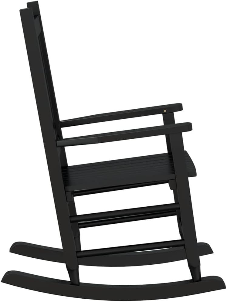 Kids Black Wooden Rocking Chair Safe Design Smooth Motion Indoor Outdoor