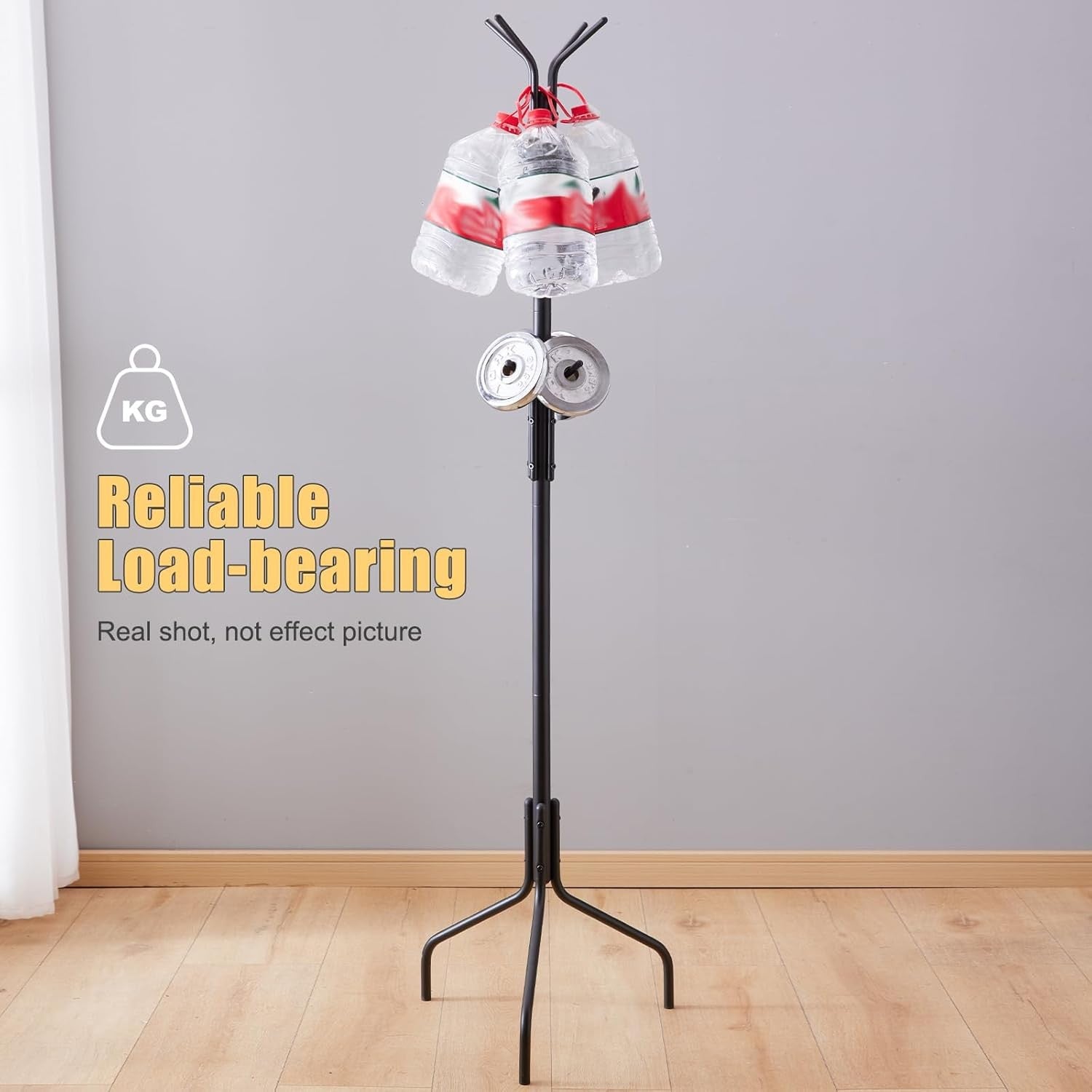 Black Metal Coat Rack Freestanding with 12 Hooks | Hat & Scarf Organizer