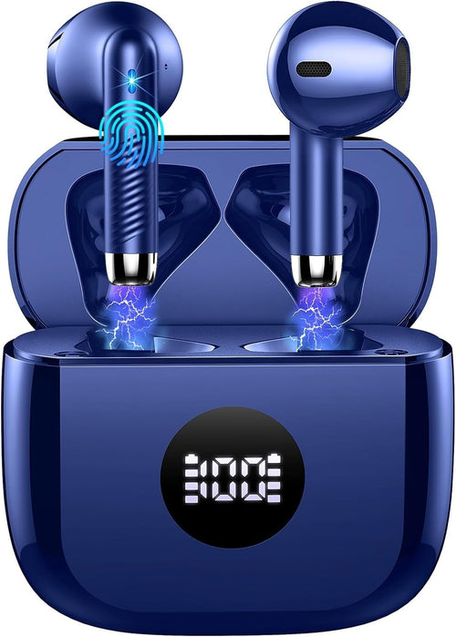 Bluetooth 5.4 Wireless Earbuds Deep Bass ENC Mic 40H IP7 Waterproof Blue