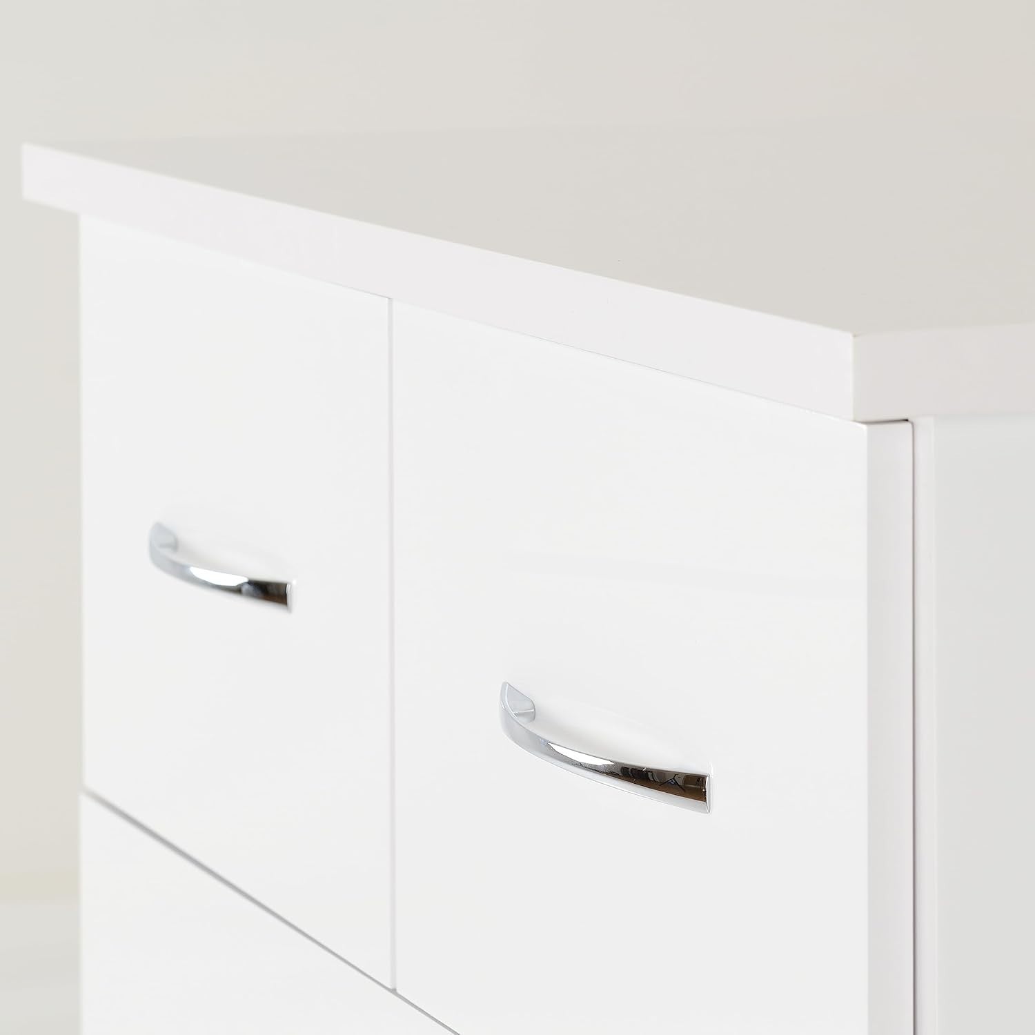 White Gloss 3+2 Chest of Drawers with Metal Handles for Bedroom Storage