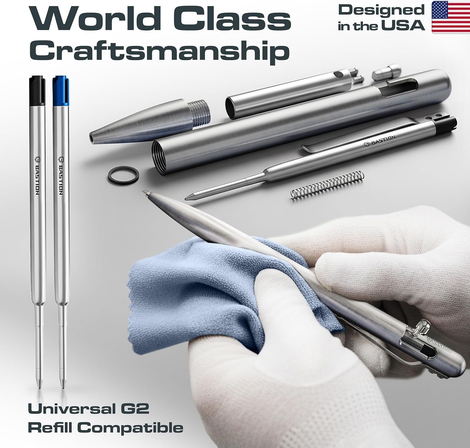 Luxury Titanium Black Ballpoint Pen – Slim, Bolt Action, Gift Ready