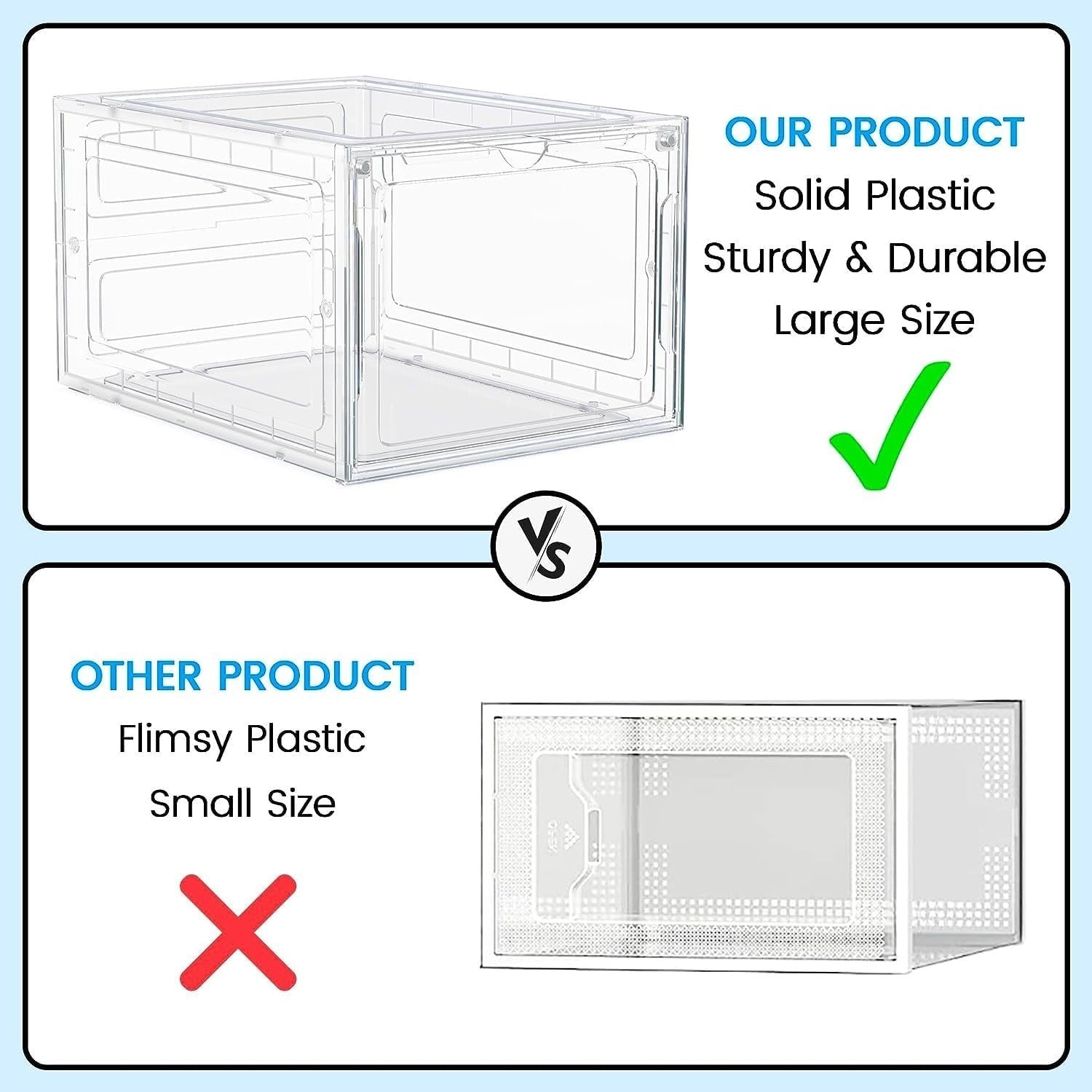 Clear Stackable Shoe Storage Boxes 14 Pack with Magnetic Doors, Fits UK 12.5