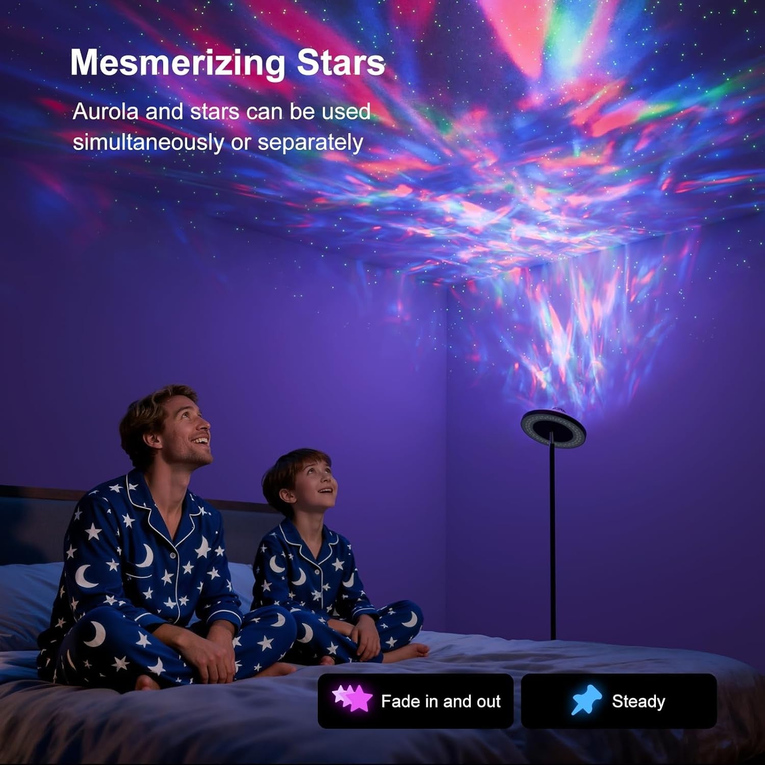 LED Uplighter Floor Lamp Aurora Projector Remote Touch Dimmable Mood Light