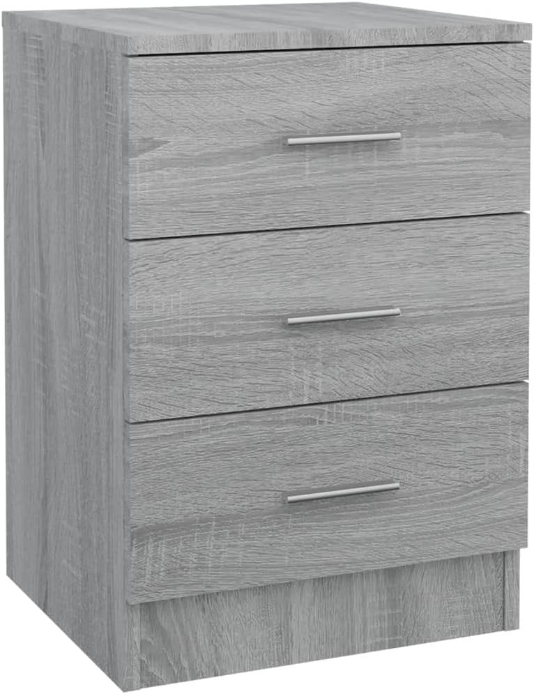 Modern Grey 3 Drawer Bedside Table | Sleek Bedroom Storage Cabinet Nightstand