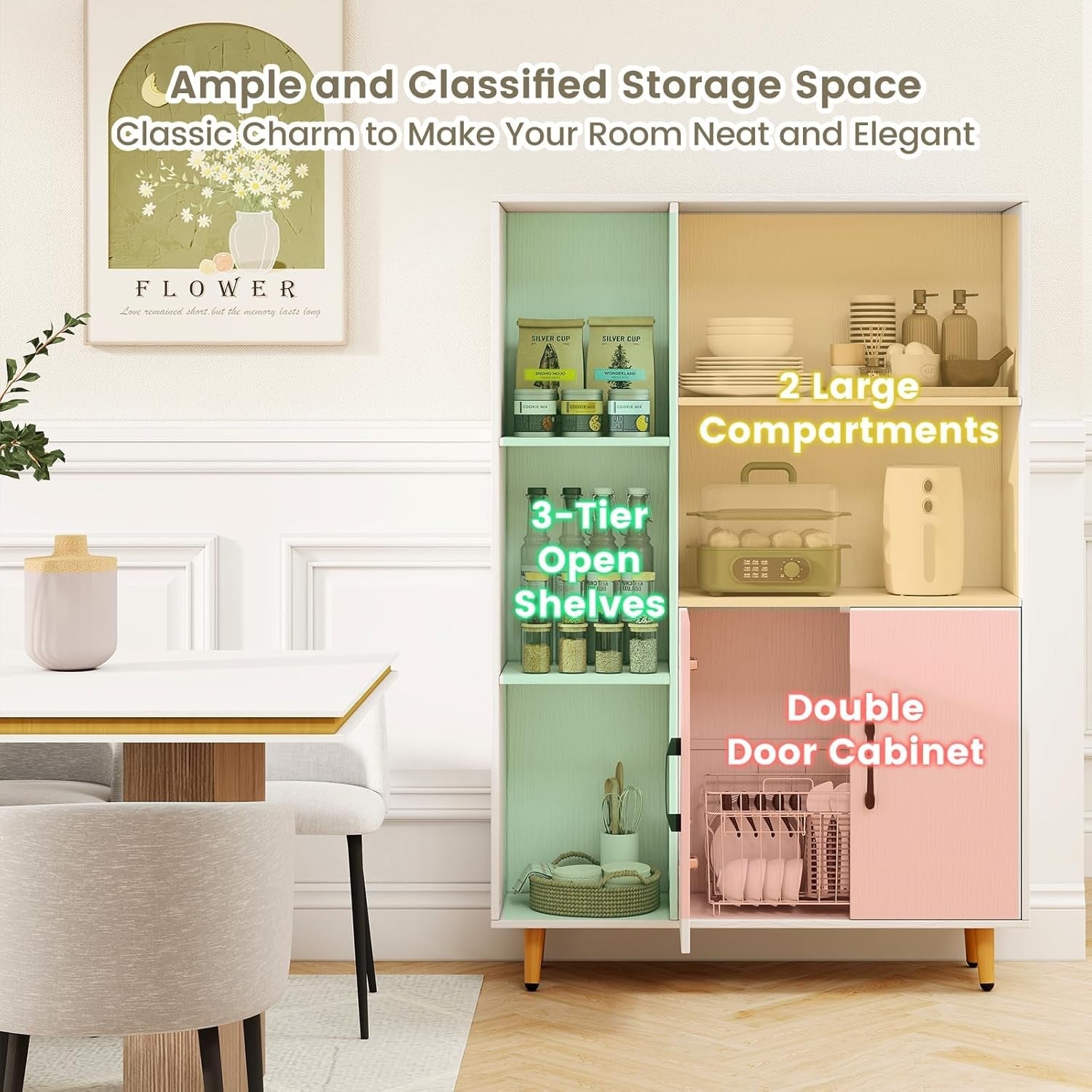 Modern Tall Storage Bookcase with Doors & Open Shelves 80x23x119cm White